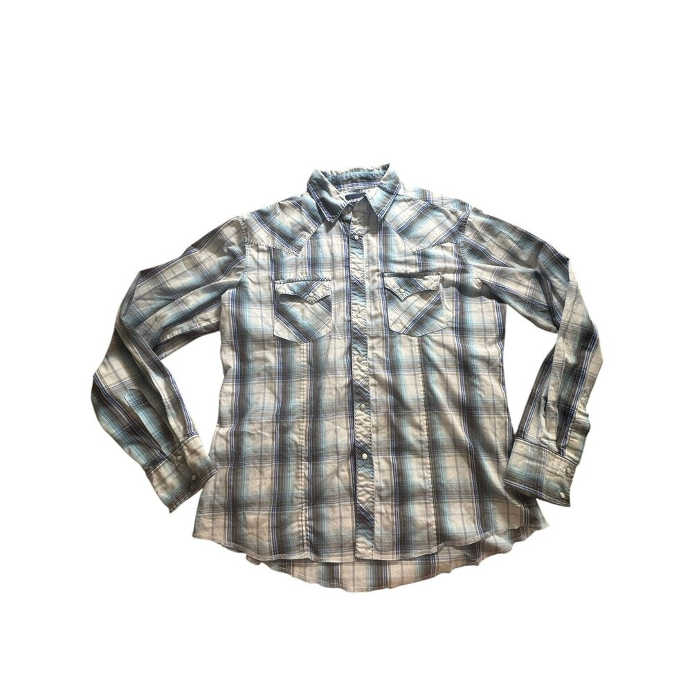 Wrangler American Cowboys Flannel Shirt Men's Size XL Pearl‎ Snap Up Plaid